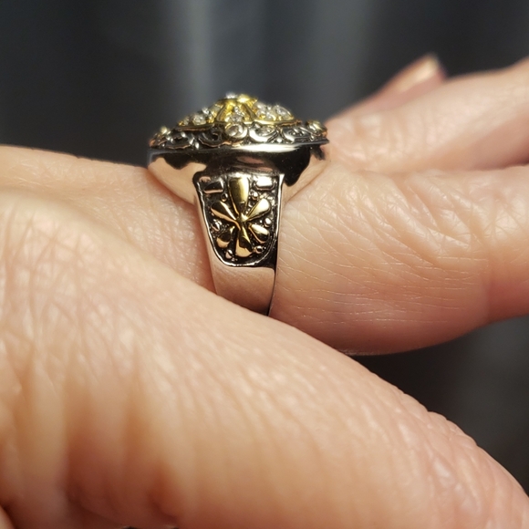 Gold and silver with Swarovski crystal ring - Picture 3 of 6